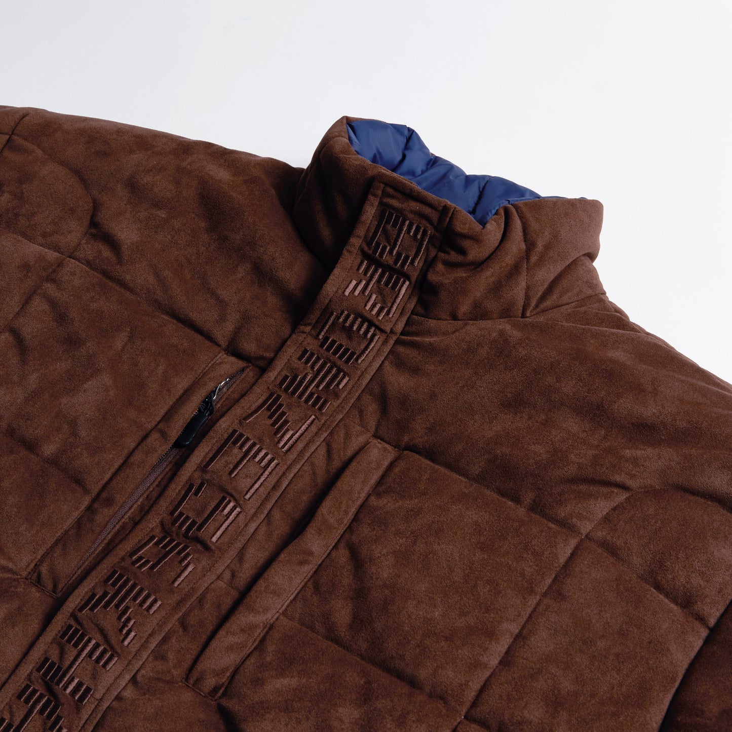FAUX SUEDE PUFFER JACKET BROWN