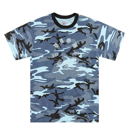 OLD E SPIRAL TEE BLUE CAMO