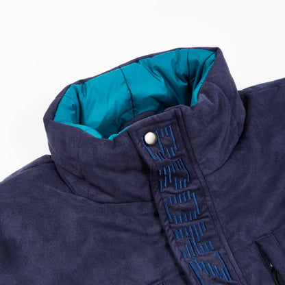 FAUX SUEDE PUFFER JACKET NAVY