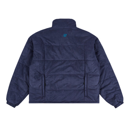 FAUX SUEDE PUFFER JACKET NAVY