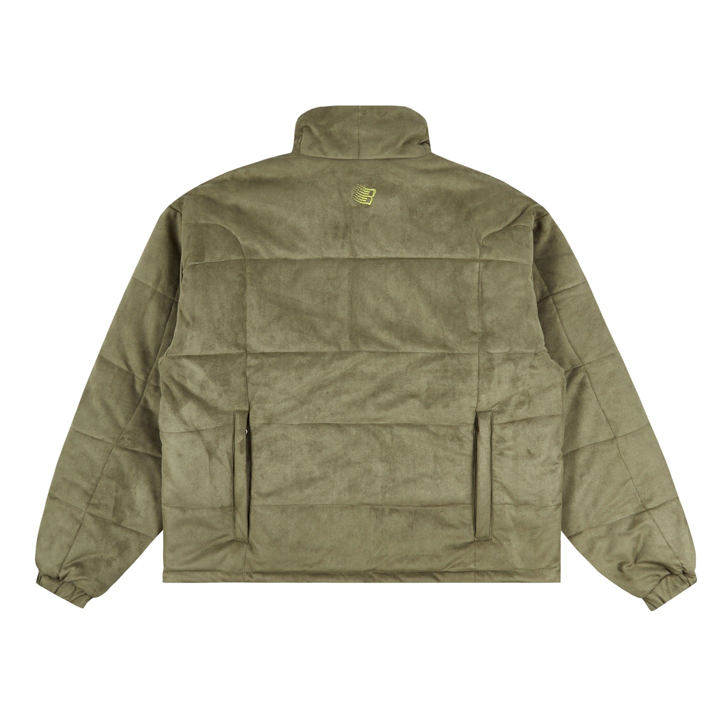 FAUX SUEDE PUFFER JACKET OLIVE