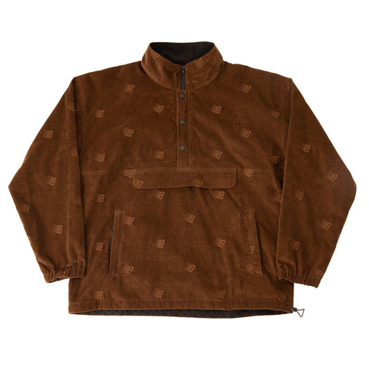ALL OVER EMBROIDERD ANORAK BROWN